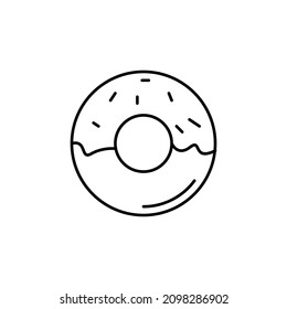 Doughnut Outline Icon. Donut Line Art Logo. Vector Illustration. Isolated On White Background. Editable Stroke