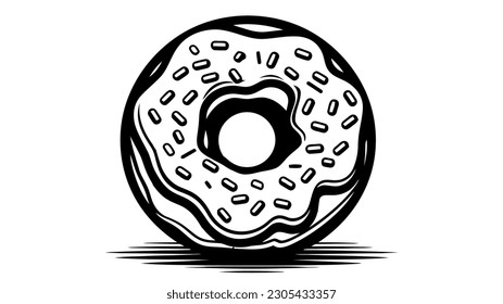 Doughnut Outline Icon. Donut Line Art Logo. Vector Illustration. Isolated on White Background. Editable Stroke.