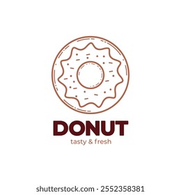 Ícone De Contorno Da Rosca. Logotipo da arte da linha da rosquinha. Ilustração de vetor de logotipo de rosca para a sua marca ou empresa