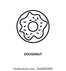 doughnut outline icon.  Thin line icon from fast food collection. Editable vector isolated on white background