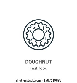 Doughnut outline vector icon. Thin line black doughnut icon, flat vector simple element illustration from editable fast food concept isolated on white background