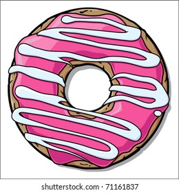 Doughnut with pink creme. Vector