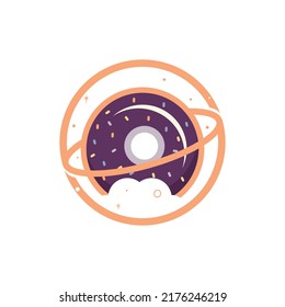 Doughnut planet vector logo design. Unique bakery logotype design template.	