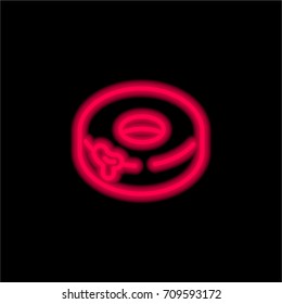 Doughnut red glowing neon ui ux icon. Glowing sign logo vector