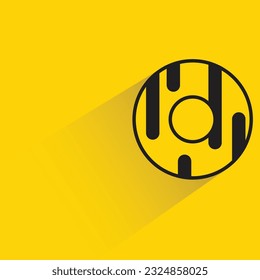 doughnut with shadow on yellow background