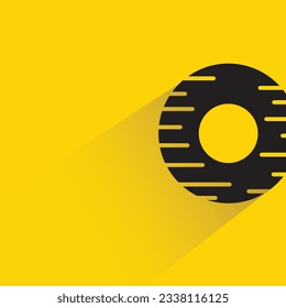 doughnut with shadow on yellow background