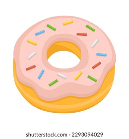 Doughnut Sign Emoji Icon Illustration. Food Pastry Sweets Vector Symbol Emoticon Design Clip Art Sign Comic Style.