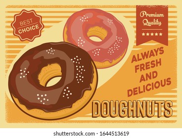 Doughnut Signage Poster Rustic Vector	