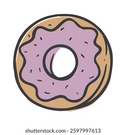Doughnut. Simple Vector Hand Drawn Illustration for Sticker, Print, Icon