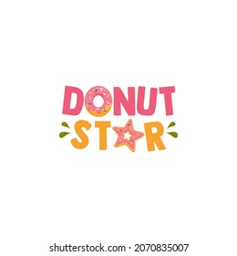 Doughnut star logo. bagel, doughnut, star. Dessert and cake logo.