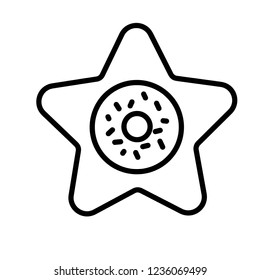 Doughnut star outline icon. linear style sign for mobile concept and web design. Donut food simple line vector icon