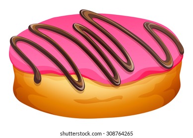 Doughnut with strawberry frosting illustration