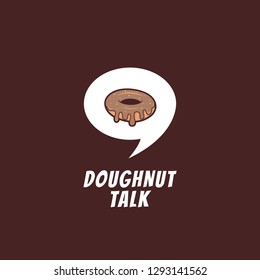 Doughnut Talk logo icon in cute playful fun style with bubble speech cartoon