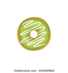 Doughnut Vector. Green Cream Donut Vector Icon