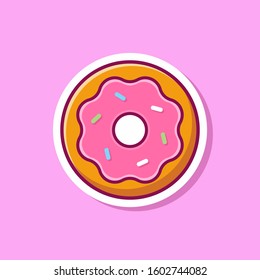 Doughnut Vector Icon Illustration. Food Object Icon Concept Isolated Premium Vector. Flat Cartoon Style