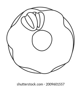 Doughnut vector outline icon. Vector illustration donut on white background. Isolated outline illustration icon of doughnut.