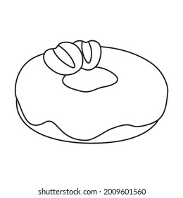 Doughnut vector outline icon. Vector illustration donut on white background. Isolated outline illustration icon of doughnut.