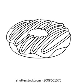 Doughnut vector outline icon. Vector illustration donut on white background. Isolated outline illustration icon of doughnut.