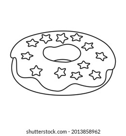 Doughnut vector outline icon. Vector illustration donut on white background. Isolated outline illustration icon of doughnut.