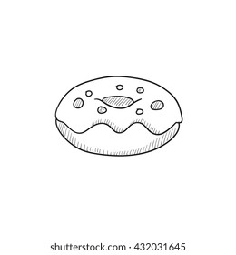 Vektorillustration-Skizze auf Doughnut einzeln auf Hintergrund. Hand gezeichnete Doughnut-Ikone. Doughnut Sketch Symbol für Infografik, Website oder App.
