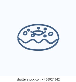Doughnut vector sketch icon isolated on background. Hand drawn Doughnut icon. Doughnut sketch icon for infographic, website or app.