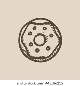 Doughnut Vektorgrafik Symbol einzeln auf Hintergrund. Hand gezeichnete Doughnut-Ikone. Doughnut Sketch Symbol für Infografik, Website oder App.