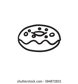 Doughnut vector sketch icon isolated on background. Hand drawn Doughnut icon. Doughnut sketch icon for infographic, website or app.