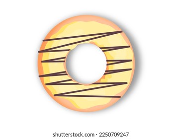 doughnut with yellow glaze.sugar snack, extra calories concept. Stock vector illustration cartoon style on white background