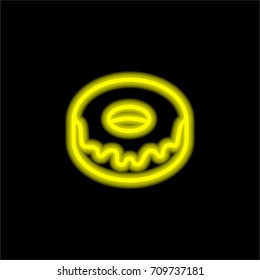 Doughnut yellow glowing neon ui ux icon. Glowing sign logo vector