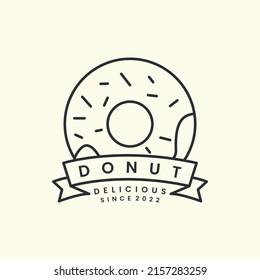doughnuts with badge and line art style logo icon template design vector illustration