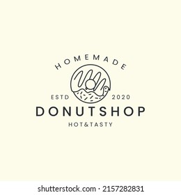 donuts o pastel con estilo de línea de arte logotipo plantilla de icono diseño vectorial