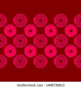 Doughnuts. Polka dots seamless pattern. Mosaic of ethnic figures. Patterned texture. Geometric background. Can be used for wallpaper, textile, invitation card, wrapping, web page background.