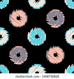 Doughnuts. Polka dots seamless pattern. Mosaic of ethnic figures. Patterned texture. Geometric background. Can be used for wallpaper, textile, invitation card, wrapping, web page background.