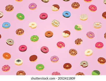 Doughnuts Sweet and Cute Vector Set Wallpaper