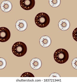 Doughnuts. Sweets.Pastries. Seamless vector pattern.