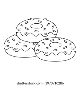 Doughnuts vector illustration cartoon isolated on white background. Doughnuts vector cartoon coloring page. 