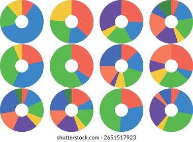 Plano de fundo do gráfico de pizza em forma de rosca 4 colunas x 3 linhas