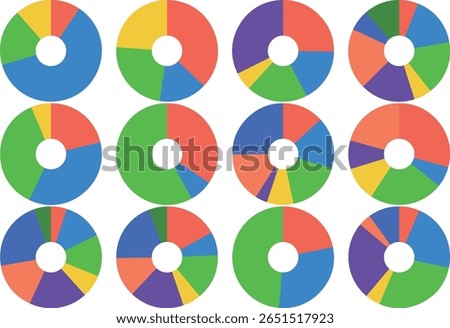 Doughnut-shaped pie chart background 4 columns x 3 rows