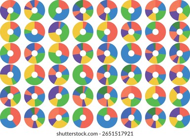 Plano de fundo do gráfico de pizza em forma de rosca 8 colunas x 6 linhas
