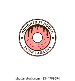 doughtnut house Bakery and donuts cafe emblem logo design