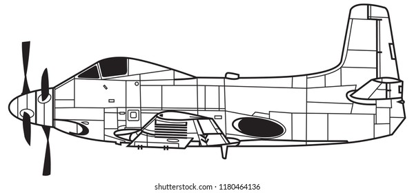 Douglas A2D SKYSHARK. Outline vector drawing