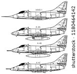 Douglas A-4 SKYHAWK. Outline vector drawing