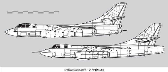 Douglas B-66 Destroyer. Outline vector drawing