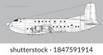 Douglas C-124 Globemaster II. Vector drawing of heavy-lift military transport aircraft. Side view. Image for illustration and infographics.