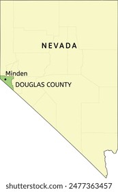 Douglas County and  census-designated place of Minden location on Nevada state map