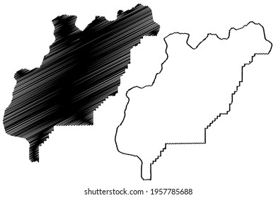 Douglas County, State of Washington (U.S. county, United States of America) map vector illustration, scribble sketch Douglas map