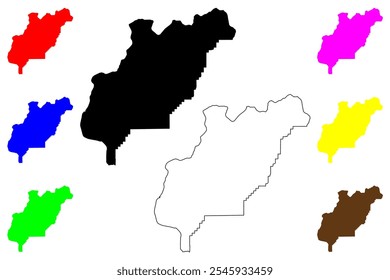 Douglas County, Estado de Washington (Condado dos EUA, Estados Unidos da América, EUA, EUA) mapa ilustração vetorial, esboço de rabisco Mapa de Douglas