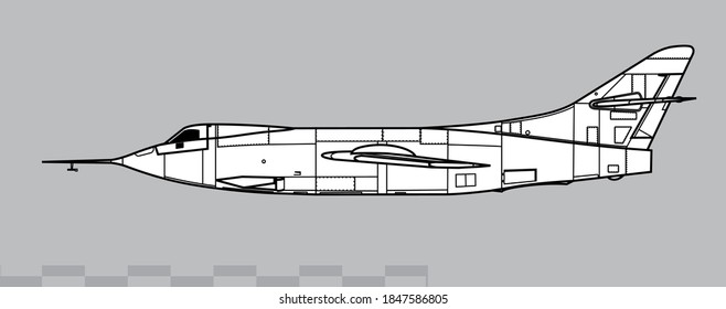Douglas D-558-2 Skyrocket. Experimental supersonic research aircraft. Side view. Vector image for illustration and infographics.