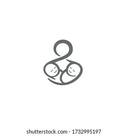 Doula, Twin Babies and Infinity Symbol logo / icon design