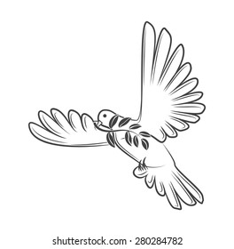 Similar Images Stock Photos Vectors Of Illustration Black Silhouette Of A Peace Dove With Laurel Leaves Shutterstock